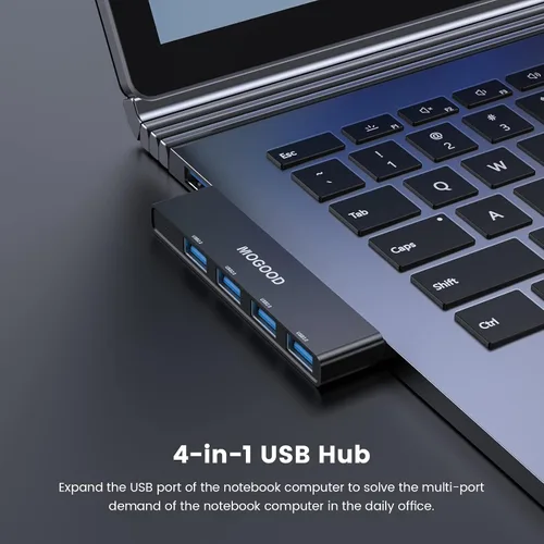 Vista 2 de Hub USB 3.0 MOGOOD Hub USB para portátil Divisor USB Divisor de puerto USB Expansor de puerto USB Adaptador multipuerto USB para portátil, Xbox