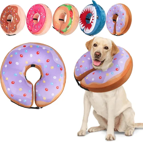 Vista 24 de BEAUTYZOO Alternativa al cono para perro después de la cirugía para perros grandes, medianos y pequeños, collar de cono inflable suave para perros