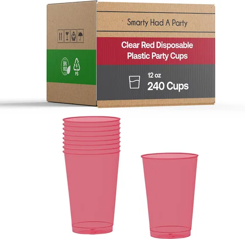 Vista 11 de Smarty Had A Party 240 vasos de plástico desechables de color negro transparente de 12 onzas, vasos de plástico para fiestas, eventos, bodas claro