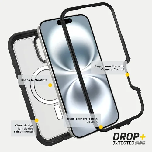 Vista 6 de OtterBox Funda transparente para iPhone 16 Defender Series XT - Azul claro