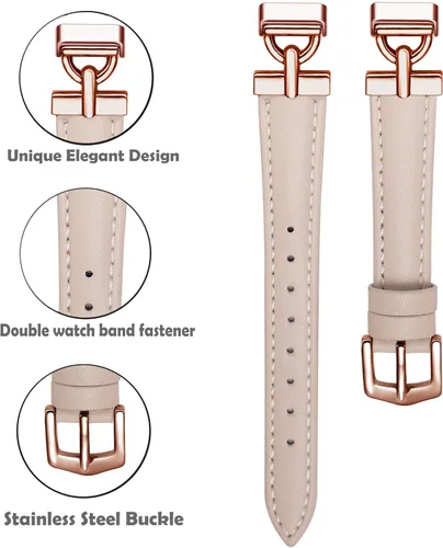 Vista 4 de Correas de cuero compatibles con Fitbit Inspire 3, correas de reloj de repuesto en forma de D, pulsera suave para Fitbit Inspire 3 Fitness Tracker