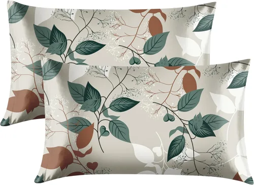 Vista 49 de EXQ Home - Funda de almohada de satén para cuidar el cabello y la piel, tamaño estándar, de seda con estampado negro, juego de 2 fundas con cierre