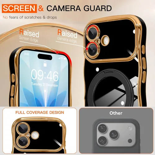 Vista 5 de tharlet for iPhone 17 Case Black with 360° Spin Magnetic Stand