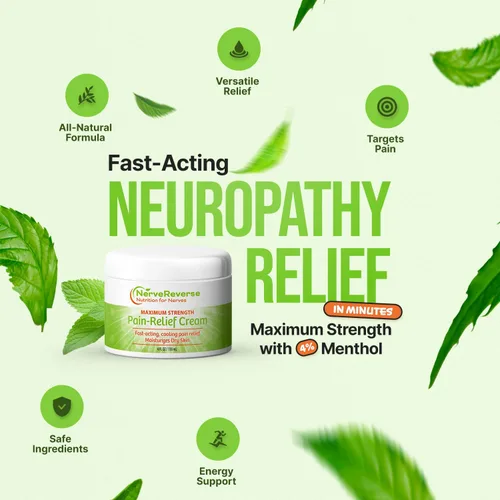 Vista 4 de NerveReverse - Crema para aliviar el dolor de neuropatía para pies, manos, piernas y dedos de los pies. Tarro grande de 4 onzas. Crema de acción