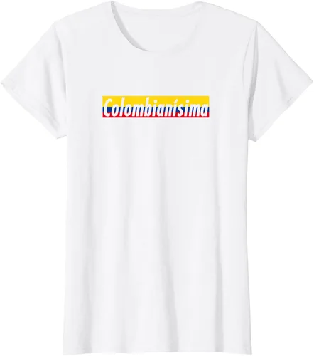 Vista 19 de Camisas Colombianisima Colombia para mujer Bandera de Colombia, Negro, S