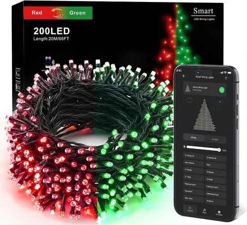 Vista 8 de Brizled - Tira de luces inteligentes para Navidad, 20 metros / 66 pies, 200 luces LED que cambian de color, control por aplicación y voz, luces