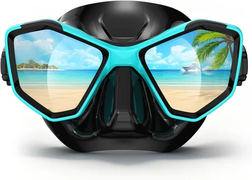 Vista 8 de Scuba Mask Adults, Snorkel Diving Mask, Freediving Mask, Snorkeling Gear Swimming Goggles HD Tempered Glass, Low-Volume Dive Mask with Nose Cover