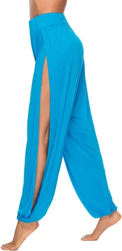 Vista 2 de ezShe Pantalones de yoga largos con abertura lateral para mujer