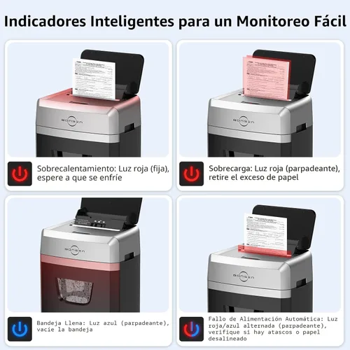 Vista 7 de BONSEN - Trituradora de papel de alta resistencia con microcorte automático de 150 hojas para oficina