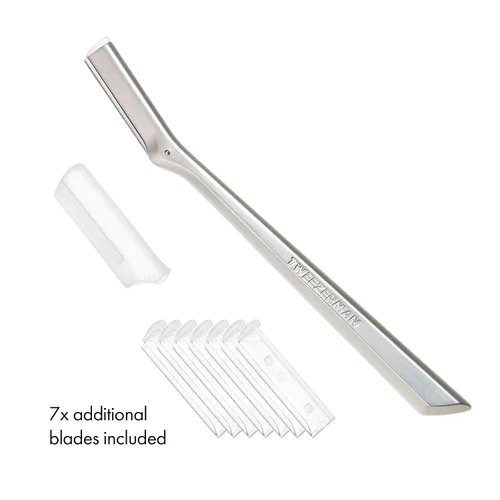 Vista 3 de Tweezerman Maquinilla de afeitar facial de acero inoxidable con cuchillas de repuesto, 4