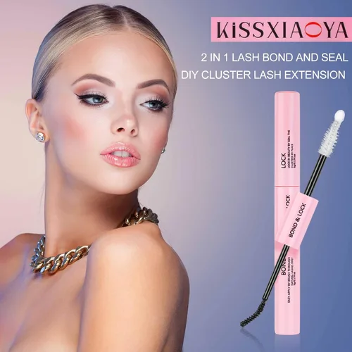 Vista 7 de KISSXIAOYA Pegamento de pestañas en racimo para extensiones de pestañas individuales, pegamento de pestañas súper fuerte, impermeable, pegamento