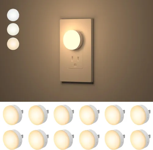 Vista 11 de Luz nocturna enchufable, mini luces nocturnas LED regulables para niños, sensor automático del atardecer al amanecer, lámpara nocturna de encendido