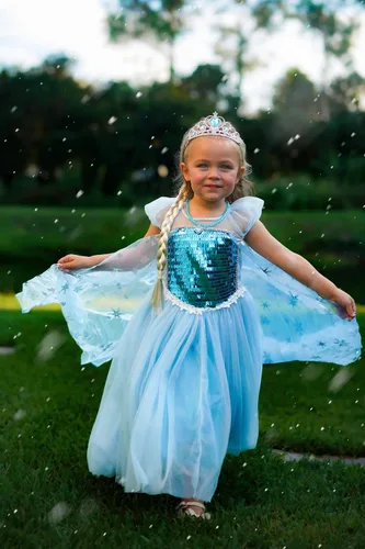 Vista 2 de Aoiviss Elsa Costume for Girls Frozen Princess Dress Birthday Halloween Cosplay
