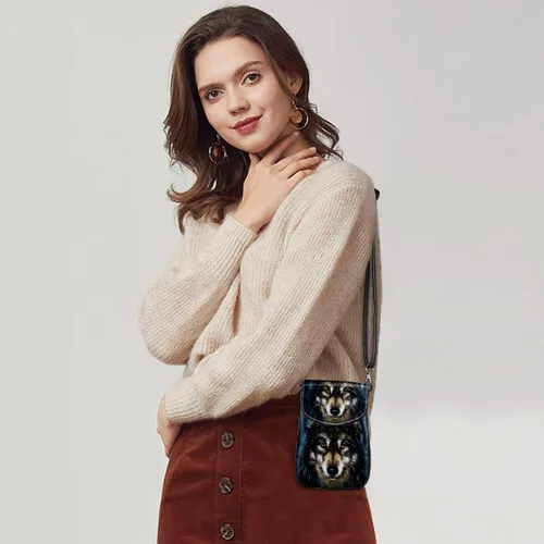 Vista 6 de Bolso cruzado pequeño de lobo para teléfono celular