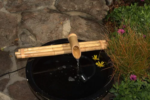 Vista 6 de Bamboo Accents Kit de fuente Zen de 18 pulgadas, tres brazos, bambú resistente a la división para bricolaje interior/exterior - para contenedores