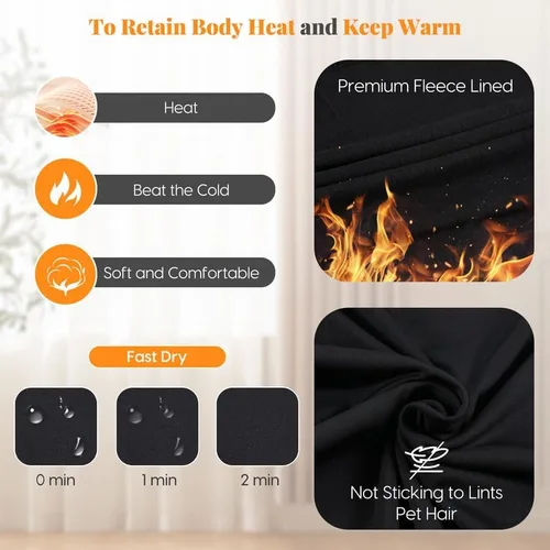 Vista 3 de Long Johns - Conjunto de ropa interior térmica con forro polar para mujer, ropa interior larga cálida, capa base, clima frío