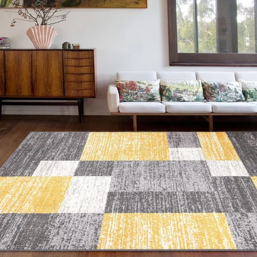 Vista 10 de Rugshop Geometric Boxes Oslo - Alfombra moderna para sala de estar, color gris, 2 x 7 pies