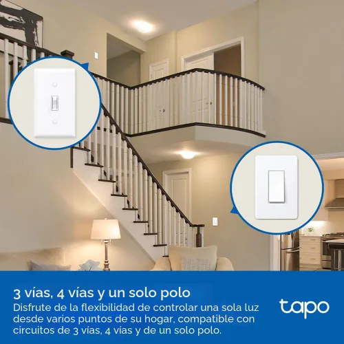 Vista 3 de Tapo Smart Switch, S515, de un solo polo/3 vías/4 vías, compatible con materia Funciona con Alexa, Siri, Google Home, SmartThings, certificado UL