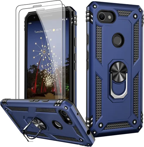 Vista 100 de LUMARKE para Google Pixel 3A XL - Funda con protector de pantalla, funda protectora grado militar probada contra caídas de 16 pies con soporte