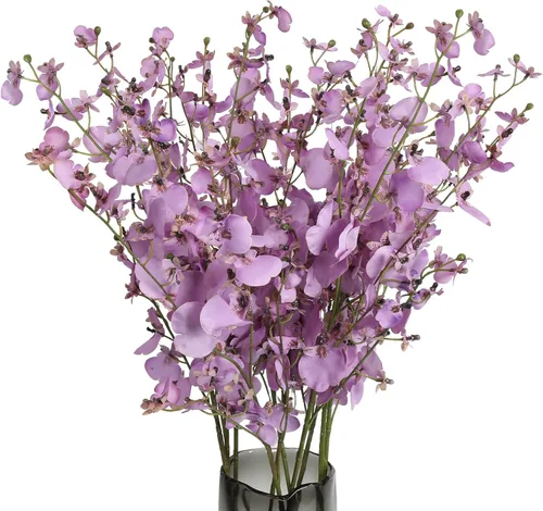Vista 13 de Flores de orquídeas artificiales, 10 unidades (cada una de 37 pulgadas) orquídeas artificiales de tallo largo, flores artificiales de seda falsas