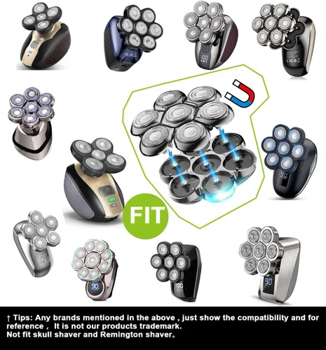 Vista 3 de Cabezales de repuesto universales magnéticos de 7 cuchillas compatibles con la afeitadora Freedom Eagle, compatibles con las marcas de afeitadoras 7