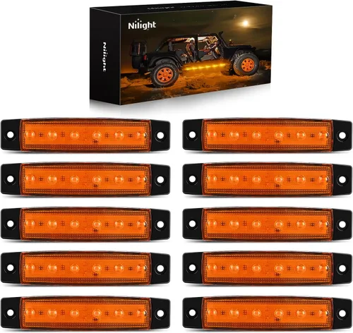 Vista 10 de Nilight 3 Inch Amber Oval LED Marker Lights 10PCS Clear Lens Side Clearance Lights 12V DC IP67 Waterproof Chrome Housing for Semi Truck Trailer RV