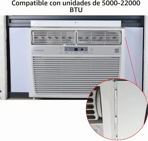 Vista 4 de Paneles de aislamiento de espuma para aire acondicionado de ventana, kit de panel aislante lateral de CA, paquete de 2, blanco, 17 pulgadas de alto
