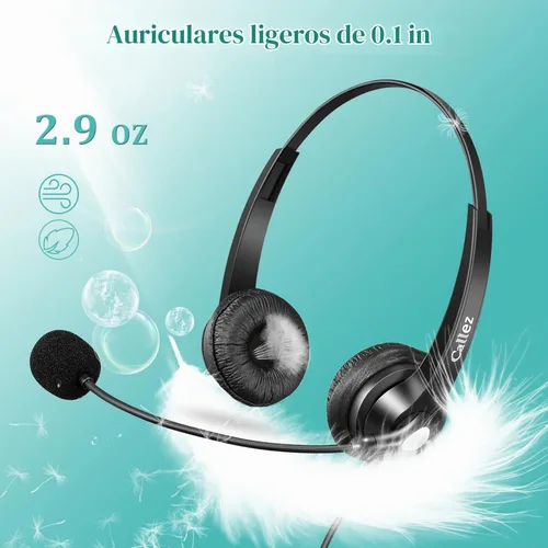 Vista 6 de Callez Auriculares de 0.1 in con cancelación de ruido de micrófono para Gray-Binaural