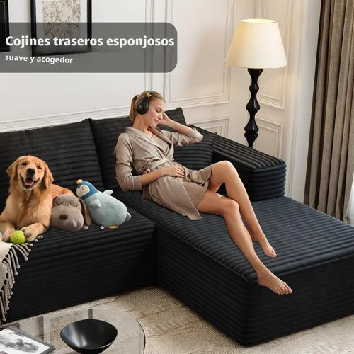 Vista 7 de Sofá seccional modular Cloud de 107.5 pulgadas con chaise en forma de L, sofás tapizados modernos minimalistas para sala de estar y dormitorio, sofá
