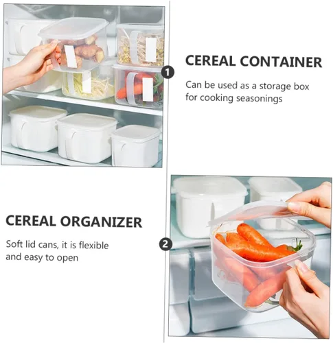 Vista 9 de 2 recipientes herméticos para almacenamiento de alimentos con tapas, contenedores de plástico transparente para cocina y refrigerador, ideal