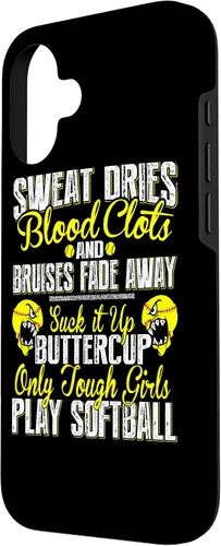 Vista 2 de iPhone 16 Only Tough Girls Play Softball - Funda resistente para jugador de sóftbol