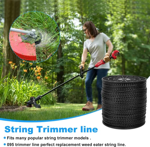 Vista 4 de RO6G Cuerda de 5 libras, línea de recortadora de hilo comercial Twist, cuerda Wacker para recortadora de malezas Echo Black Diamond/String Trimmer