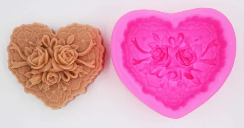 Vista 5 de Molde en forma de corazón de rosa para velas de jabón, moldes de silicona para dulces, chocolates, jabones, bombas, hornear, mentas de fondant