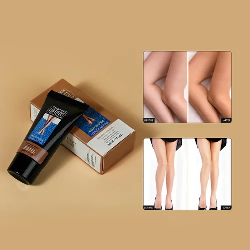 Vista 5 de Maquillaje de piernas impermeable sin transferencia, brillo medio, 1 oz, cobertura de venas de piernas, maquillaje para cubrir cicatrices de piernas