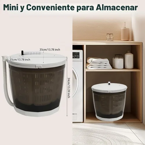 Vista 5 de Mini Lavadora y Secadora Portátil, Lavadora Manual 2 en 1 para Ropa, Mini Lavadora de Viaje al Aire Libre con Secadora de Centrifugado, Lavadora