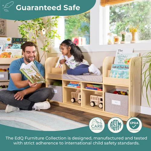 Vista 3 de Guidecraft EdQ - Rincón de lectura - Natural: estantería multiusos de madera y organizador de juguetes; muebles de madera contrachapada de abedul