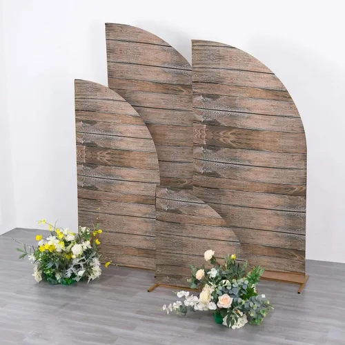 Vista 131 de Efavormart - Juego de 4 fundas de elastano beige para arco de media luna, fundas de telón de fondo Chiara de 2.5 pies a 7 pies para escenarios