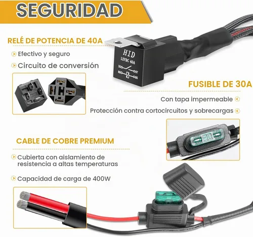 Vista 4 de Arnés de cableado de 1 cable, Rfroad Lighting Kit de arnés de cableado resistente de 12V con interruptor de balancín de nylon para barra de luz LED