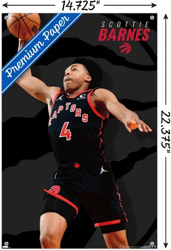 Vista 3 de Trends International NBA Toronto Raptors - Póster de pared de Scottie Barnes 22, 14.72 x 22.37 pulgadas, paquete de póster premium y alfiler