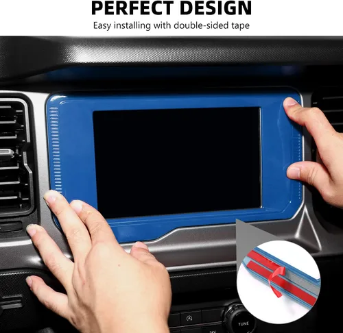 Vista 5 de RAZPOY Cubierta de panel de navegación de consola central compatible con Ford Bronco 2021-2023, azul (solo para pantalla pequeña)