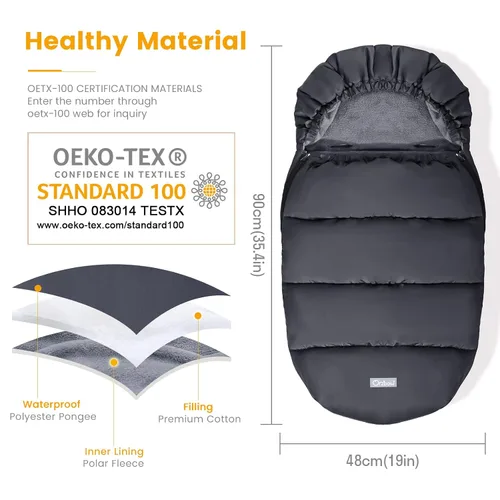 Vista 5 de Orzbow Saco universal para cochecito, bolsa de invierno para cochecito de bebé, saco de dormir cálido de forro polar coral para clima frío