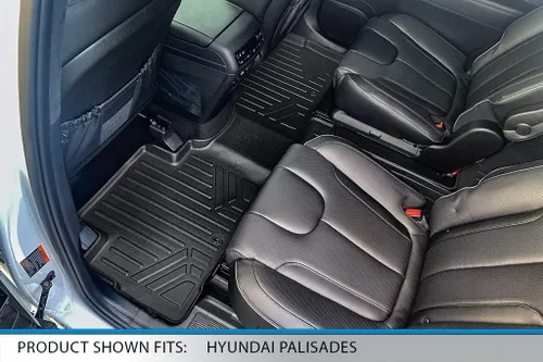 Vista 4 de SMARTLINER Juego de alfombrillas de piso de ajuste personalizado de 2 filas compatibles con Hyundai Palisade 2020-2025