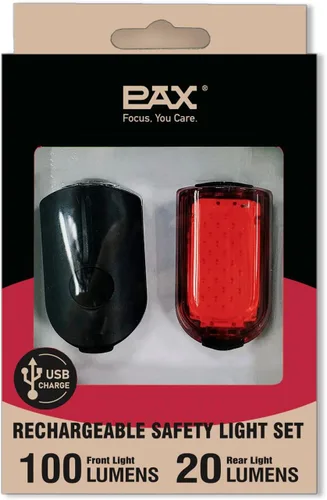 Vista 6 de PAX Juego de luces recargables para bicicleta de seguridad, luz delantera y trasera para bicicleta, estándar impermeable IPX4, modo de luz múltiple
