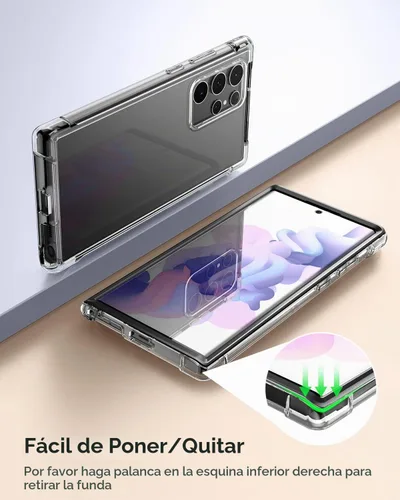 Vista 5 de SURITCH Funda Transparente para Samsung Galaxy S22 Ultra de 6.8" (Solo), [Protector de Pantalla Integrado] Carcasa Protectora de Cuerpo Completo