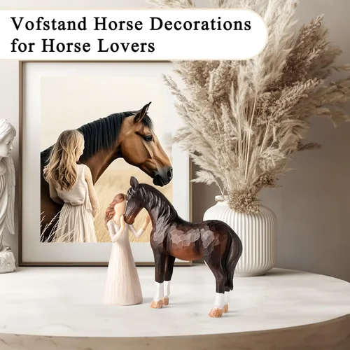 Vista 5 de Regalos de Caballos para Niñas y Mujeres - Figurita de Niña Abrazando Caballos, Regalos para Amantes de los Caballos, Mujeres, Caballos de Resina