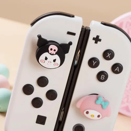 Vista 2 de PERFECTSIGHT Lindas tapas de agarre para pulgar compatibles con consola Nintendo Switch OLEDLite, cubierta de botón analógico de silicona suave