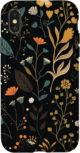 Vista 5 de Floral Aesthetic Simple Boho Modern Botanical Flowers Black Case for iPhone 17