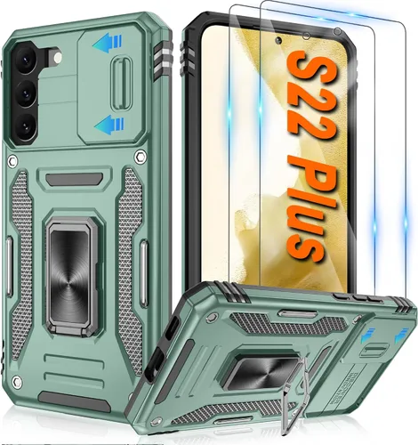 Vista 101 de Atump Funda para Motorola Moto G Play 2024 (4G) con [paquete de 2] protector de pantalla HD y cubierta para cámara deslizante, soporte de anillo