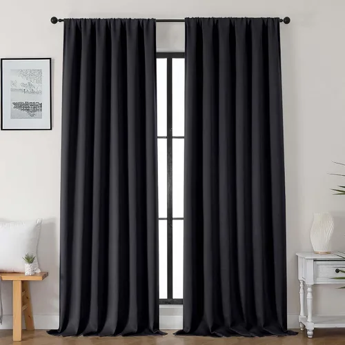 Vista 153 de Gwine Cortinas opacas para dormitorio, 54 pulgadas de largo, paneles de cortina de ventana con aislamiento térmico y reducción de ruido, cortinas