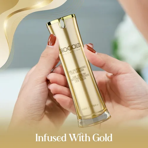 Vista 3 de OROGOLD Suero intensivo para ojos 24K - Suero debajo de los ojos para ayudar a reducir el aspecto de las ojeras y la hinchazón - Oro, té verde, aloe